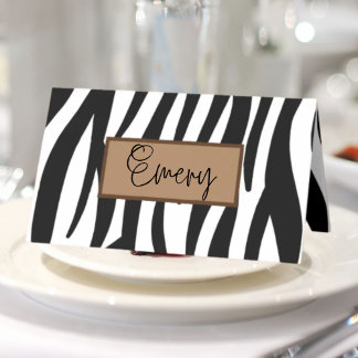 Cartão De Mesa listras de zebra brancas e pretas e cinzentas