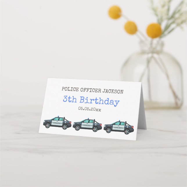 Cartão De Mesa Little Officer Police Birthday | Personalized  (Verso)
