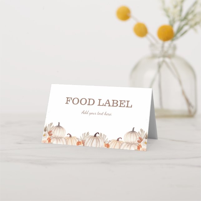 Cartão De Mesa Little Pumpkin Folded Tent Food Label for Buffets (Frente)