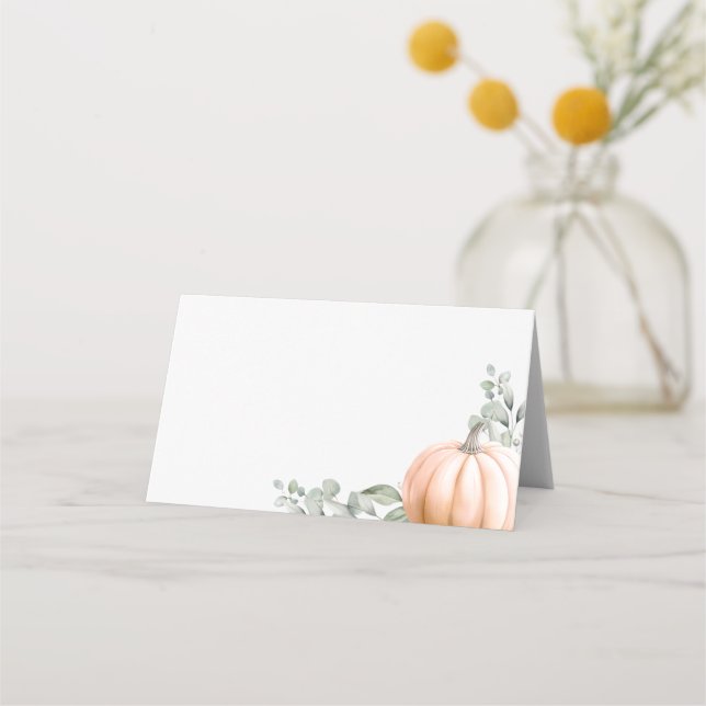 Cartão De Mesa Little Pumpkin Food Label • Tent Place Card Orange (Verso)