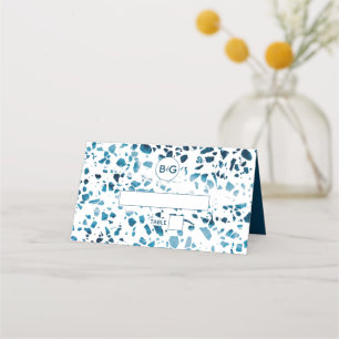 Cartão De Mesa Local de Casamento Azul do Mosaico Abstrato modern