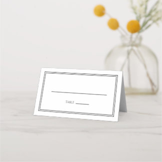 Cartão De Mesa Local de casamento minimalista elegante preto e br