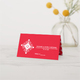 Cartão De Mesa Logotipo de Casamento de Natal Branco Vermelho com