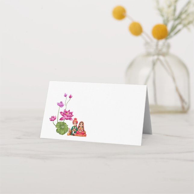 Cartão De Mesa Lotus, noiva e noiva (Frente)