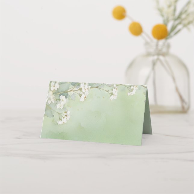 Cartão De Mesa Love Is in Bloom Green Bridal Shower Blank Place C (Frente)