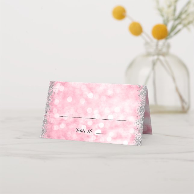 Cartão De Mesa Luzes Cintilantes Cintilantes Cintilantes Rosa Dob (Frente)