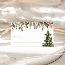 Cartão De Mesa Luzes de árvore de Natal Pinheiro Casamento de Inv