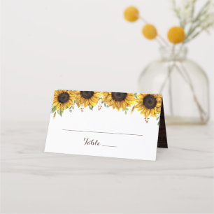 Cartão De Mesa Madeira Rústica Floral Girassóis Vermelhos