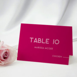 Cartão de Mesa Magenta, Nome e Escolha de Refeição