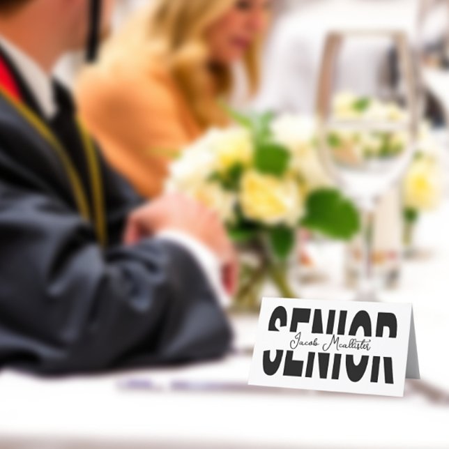 Cartão De Mesa Mais velho preto clássico personalizado (Criador carregado)