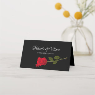 Cartão De Mesa Maldito Casamento Gótico Negro Rosa Elegante