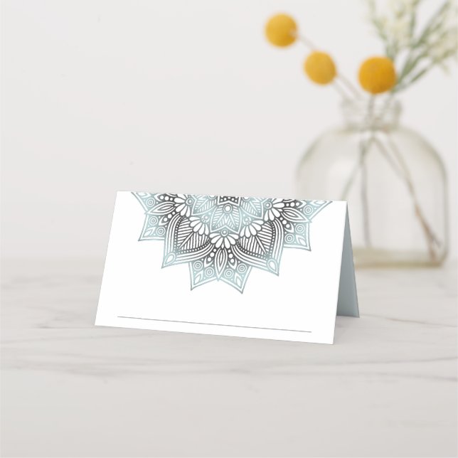 Cartão De Mesa Mandala Lace Wedding Lt. Blue ID968 (Frente)