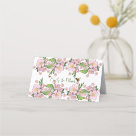 Cartão De Mesa Maravilhosas flores e е de macieiras