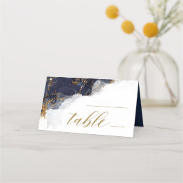 Cartão De Mesa Marble Glitter Wedding Mesa Marinho Blue Dourado I