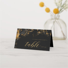 Cartão De Mesa Marble Glitter Wedding Mesa Negra Dourada ID644