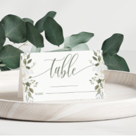 Cartão De Mesa Marfim e Salvia Mesa de Casamento Floral Elegante