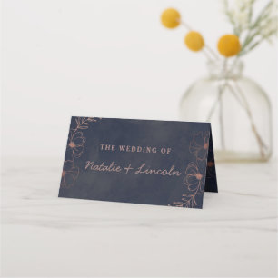 Cartão De Mesa Marinho Azul e Rosa Dourado Casamento Reservado