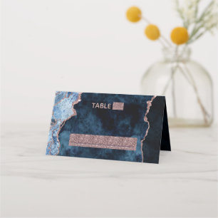 Cartão De Mesa Marinho Azul Rosa Dourado Agate Número da Tabela