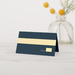 Cartão De Mesa Marinho Azul Rústico Círculo Dourado Ampersand Cas