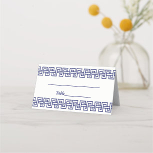 Cartão De Mesa MARINHO de cor azul  borda principal grega azul #5
