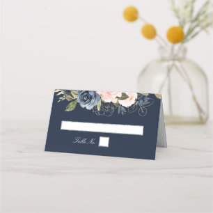 Cartão De Mesa Marinho e blush do casamento geométrico de prata f