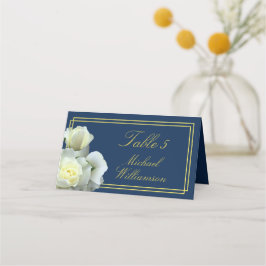 Cartão De Mesa Marinho Elegante Azul Dourado Cor Branca Dupla Mol