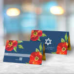 Cartão De Mesa Marinho Floral Watercolor Bat Mitzvah Bold Modern<br><div class="desc">Nenhuma festa do Bat Mitzvah está completa sem cartões de lugar personalizados. Deixe o seu Bat Mitzvah favorito se orgulhar, se regozijar e celebrar seu marco em seu partido perfeitamente coordenado. Esta sofisticada, chica, atordoante, aquarela floral com o moderno tipo san serif sobrepõe-se a um fundo azul marinho escuro. Folha...</div>