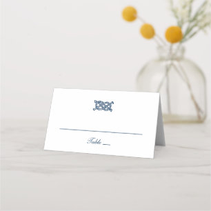 Cartão De Mesa Marinho Náutico, Blue Rope Knot Stripes Casamento