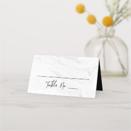 Cartão De Mesa Mármore Branco Moderno Script | Casamento