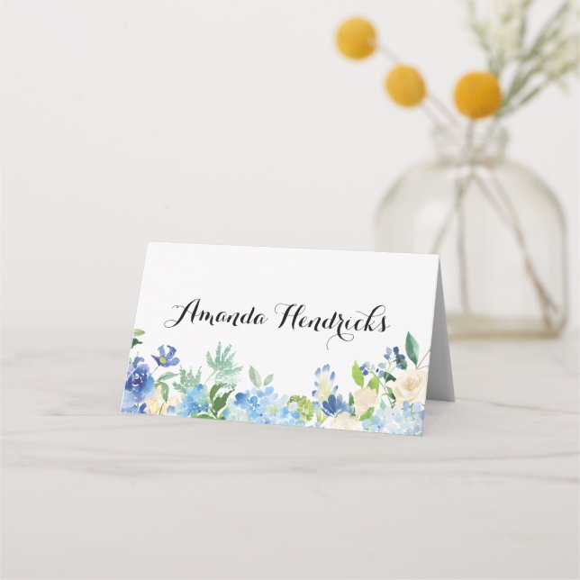 Cartão De Mesa Mas Hydrangea Green Flower Place Card (Frente)