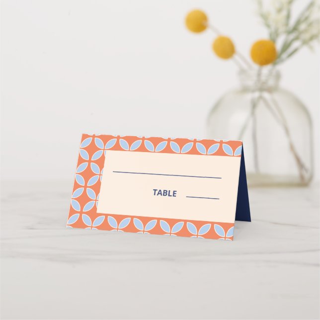 Cartão De Mesa Meio século Retro Wedding (Frente)