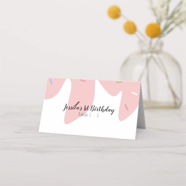 Cartão De Mesa Mesa de aspersão rosa de aniversário do sorvete (Frente)