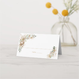 Cartão De Mesa Mesa de Casamento Boho Dourada e Verde
