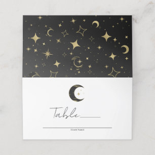 Cartão De Mesa Mesa de Casamento Celestial Preto e Dourado Estrel