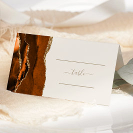 Cartão De Mesa Mesa de casamento Chic Laranja Queimada Dourado Ág