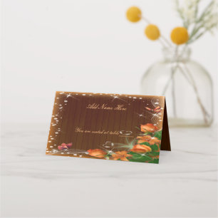 Cartão De Mesa Mesa de Casamento da Borboleta Floral de Madeira R