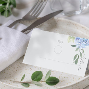 Cartão De Mesa Mesa de Casamento de Hydrangea Azul Moderna Chic