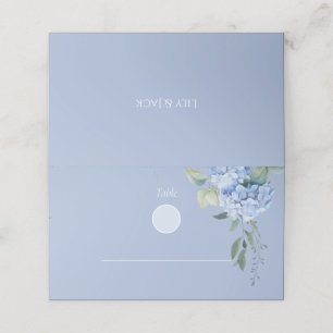 Cartão De Mesa Mesa de Casamento de Hydrangea Azul Moderna Elegan