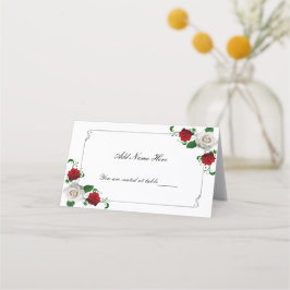 Cartão De Mesa Mesa de Casamento de Natal de Rosas Vermelhas e Br