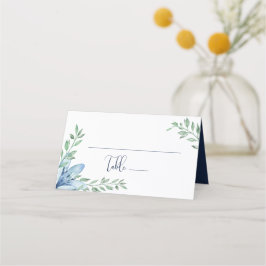 Cartão De Mesa Mesa de Casamento de Sangue Floral Azul de Aquarel