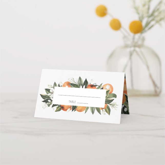 Cartão De Mesa Mesa de Casamento do Flor Laranja-Laranja-Aquarela (Frente)