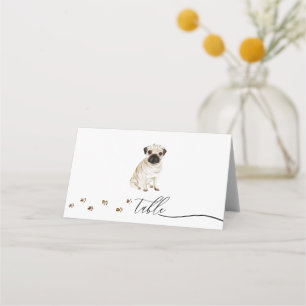 Cartão De Mesa Mesa de Casamento do Proprietário do Cachorro Pug
