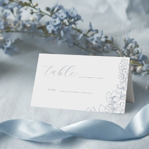 Cartão De Mesa Mesa de Casamento Floral Azul Delicada