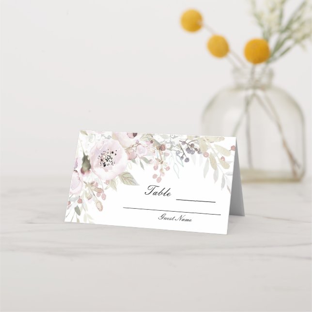 Cartão De Mesa Mesa De Casamento Floral Elegante De Aquarela Rosa (Verso)