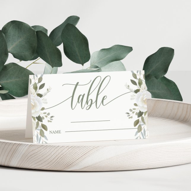 Cartão De Mesa Mesa De Casamento Floral Elegante E De Ivory (Criador carregado)