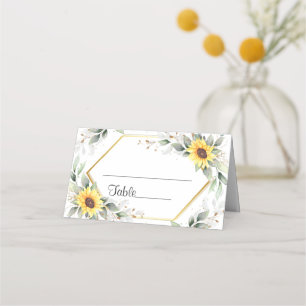 Cartão De Mesa Mesa de Casamento Floral Elegante Girassóis Verde