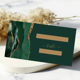 Cartão De Mesa Mesa de Casamento Moderno em Ouro com Ágata Verde 