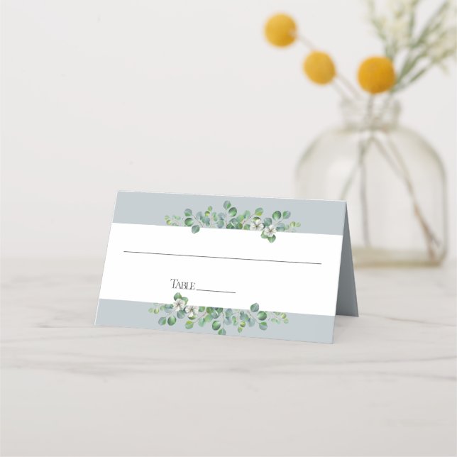 Cartão De Mesa Mesa de Casamento Moderno Eucalyptus (Frente)