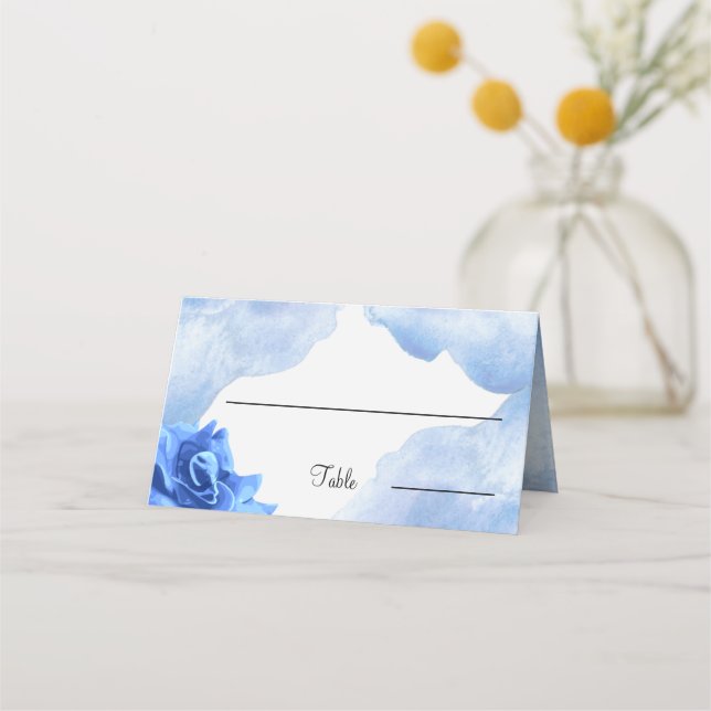 Cartão De Mesa Mesa de Casamento Personalizado da Flor Azul (Frente)