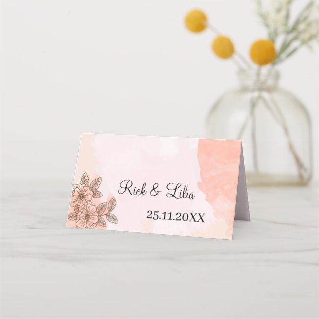 Cartão De Mesa Mesa de Casamento Personalizado da Flor Marrom Ele (Verso)